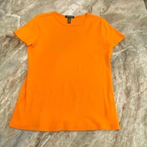 LRL Ralph Lauren Shirt Womens Orange Short Sleeve Tee Top Size Large